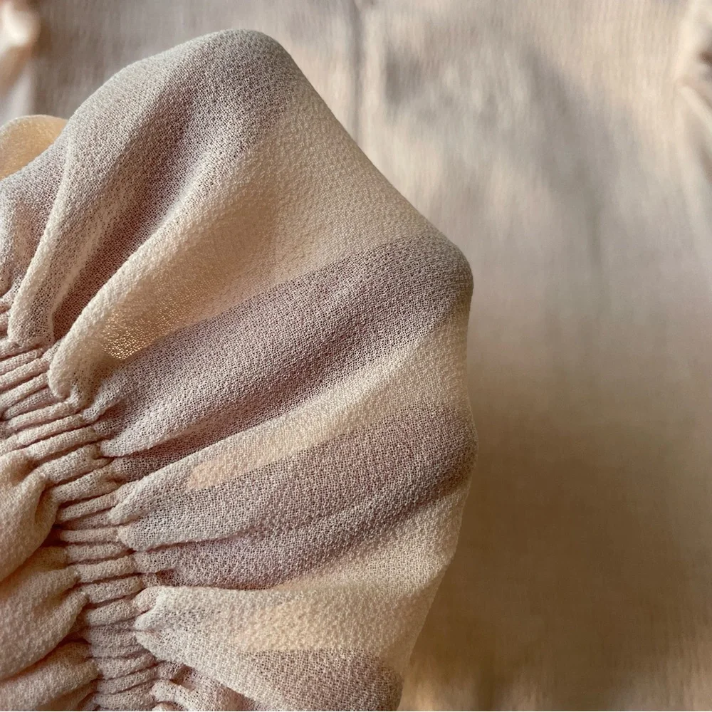 Aritzia Wilfred Lilith ruffles ruched blouse top shirt pink Coquette Whimsy - Picture 7 of 10